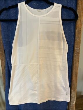 Fila White Mesh-Panel Athletic Tank